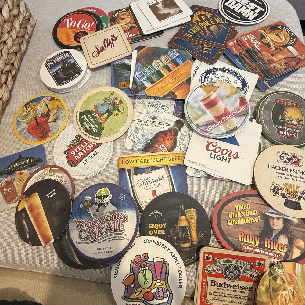 Vtg Bulk Lot 100 Cardboard Drink Coaster‎ Beer/Wine Pub Bar Alcohol Beverage